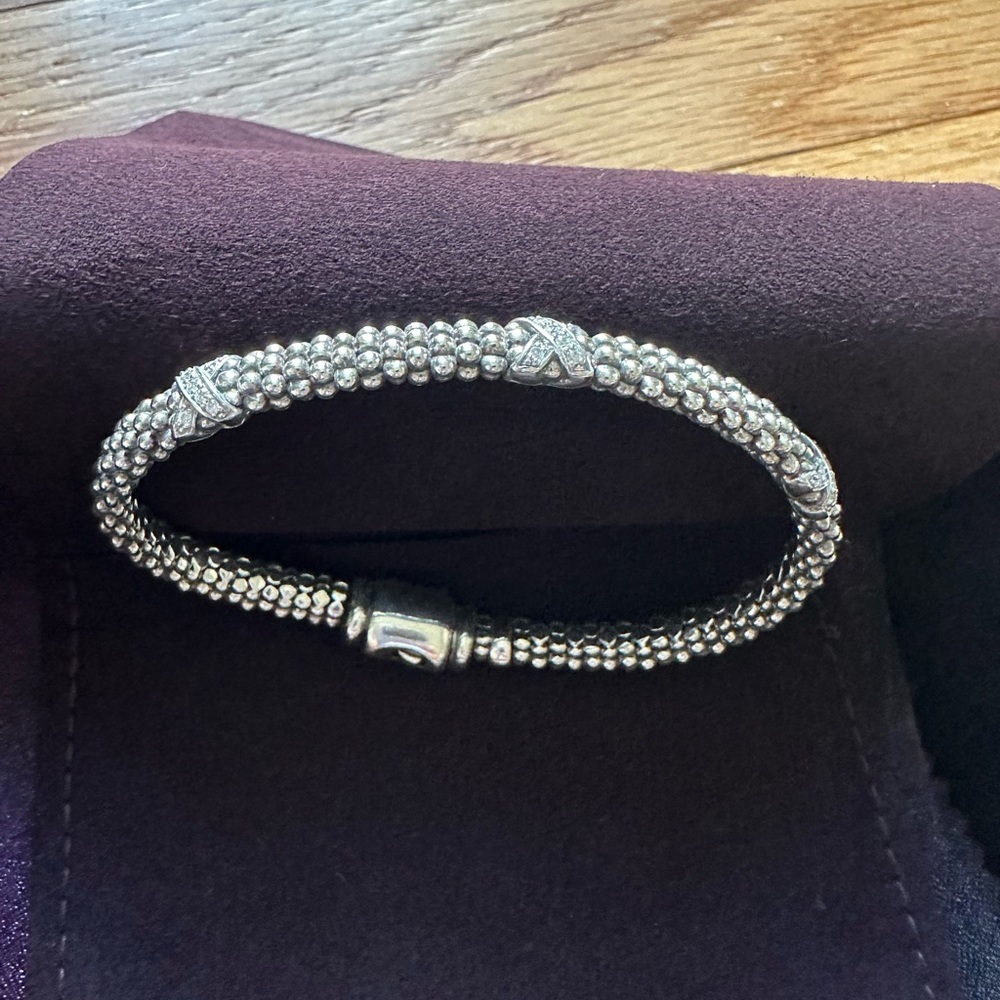 Lagos - Three Station Silver X Diamond Bracelet